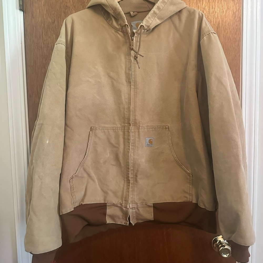 Carhartt Tan Bomber Jacket with Hood